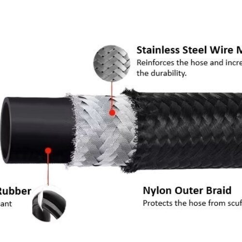 -8AN Nylon Braided Hose, 2 Meter Length