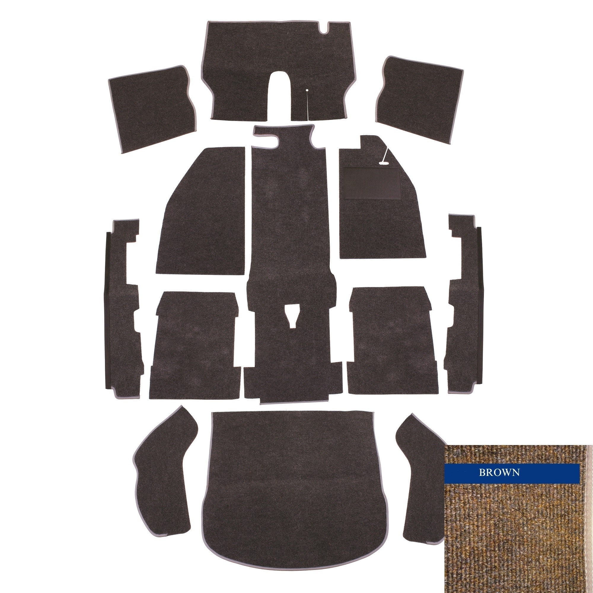 Carpet Set for Right Hand Drive, Brown
