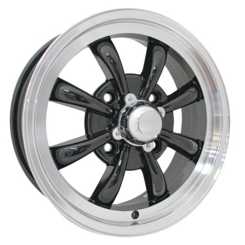 GT 8 Spoke Alloy Wheel, Black & Polished, 5.5×15, 4×130, ET30