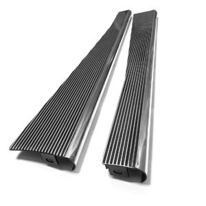 Running Boards, Billet Look, Gloss Black, Polished Ribs and Edge, Pair